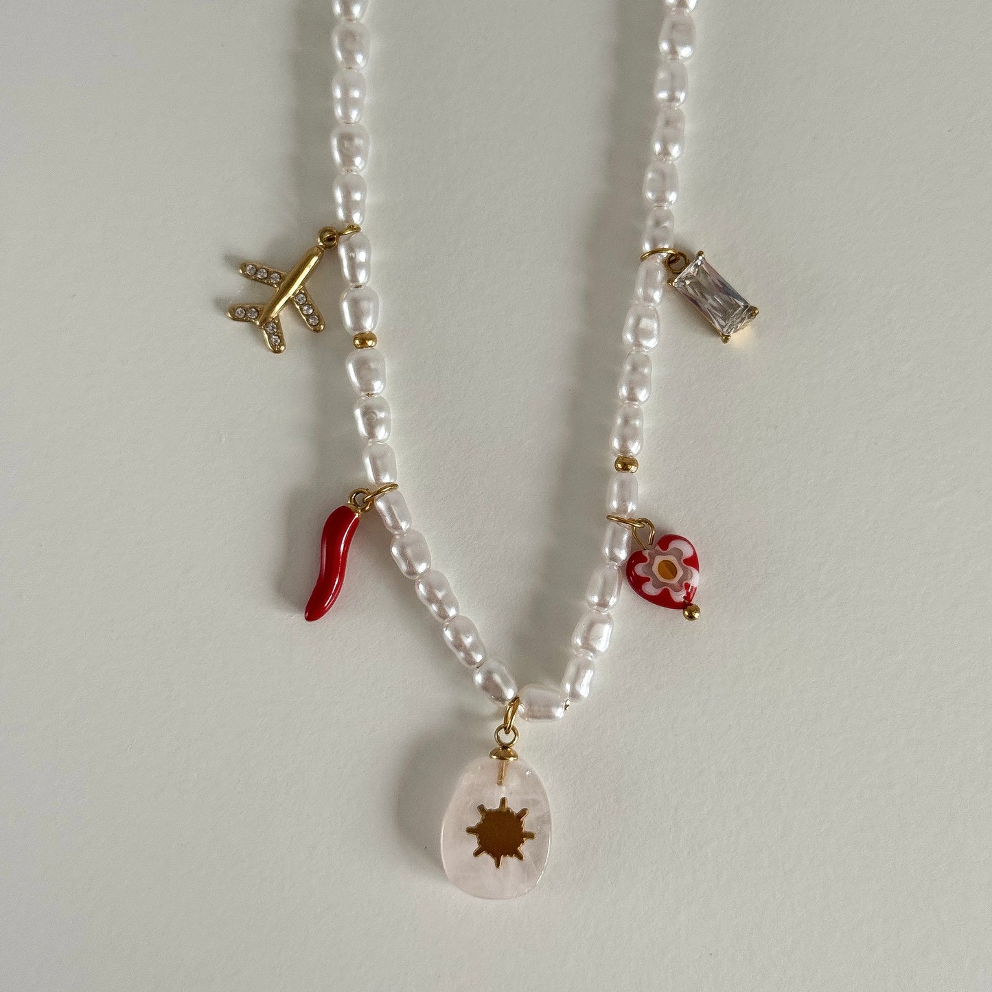 Pearl Chain Charm Necklaces