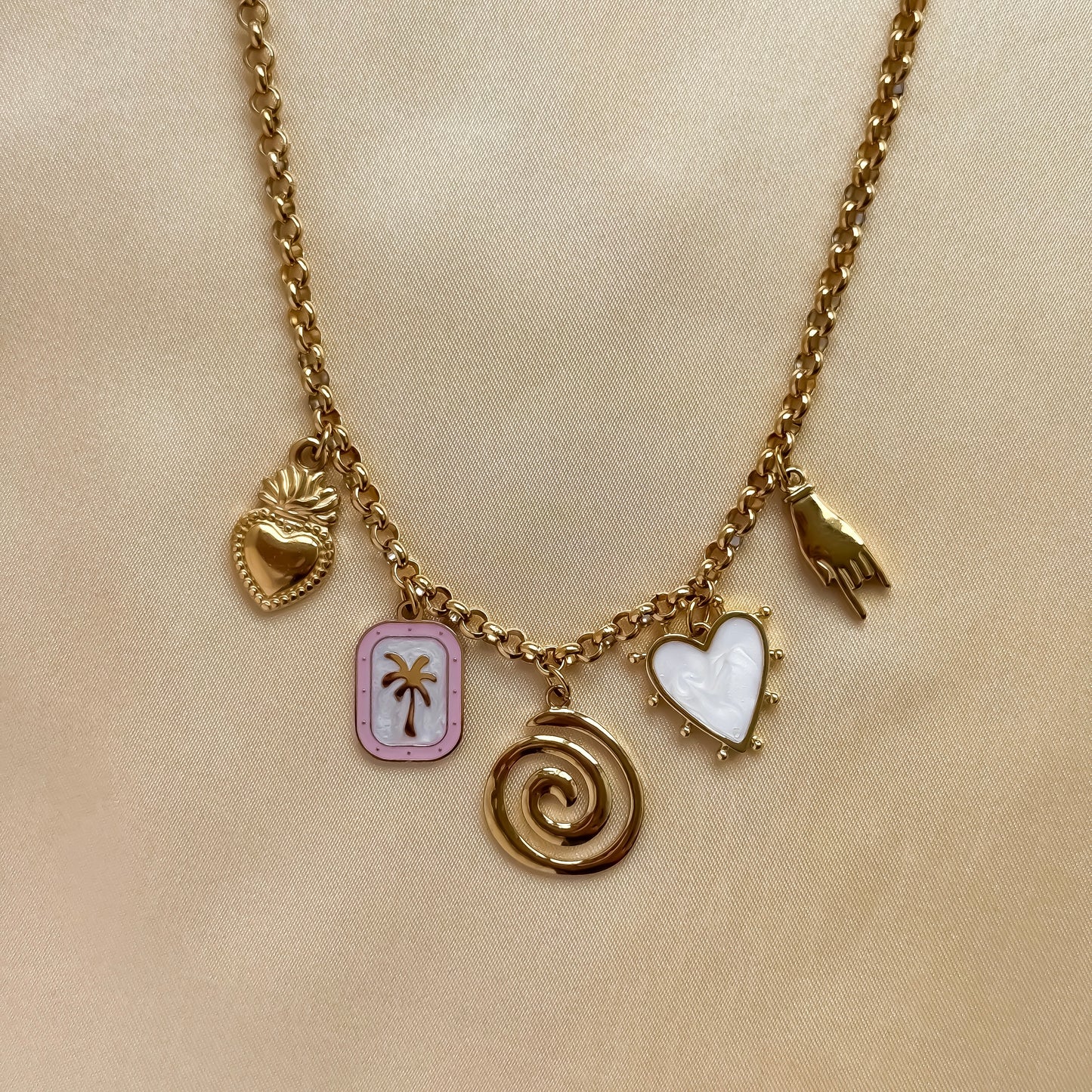 Palm Swirl Charm Necklace