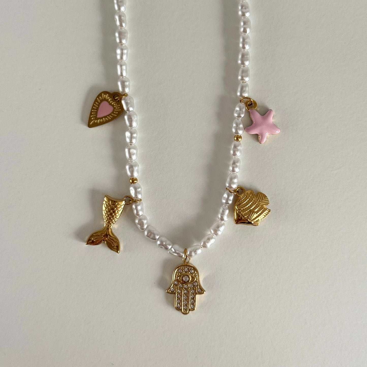 Pearl Chain Charm Necklaces