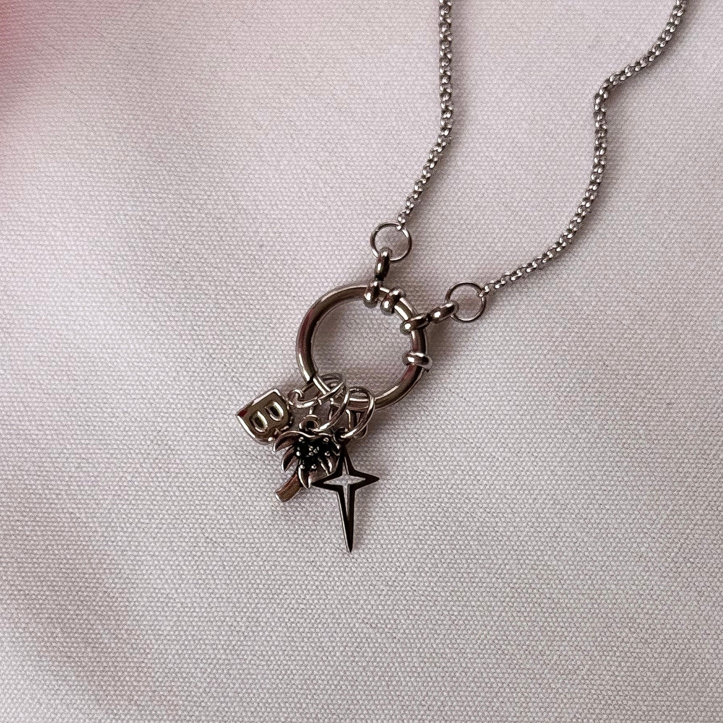 Initial Star Carabiner Necklace