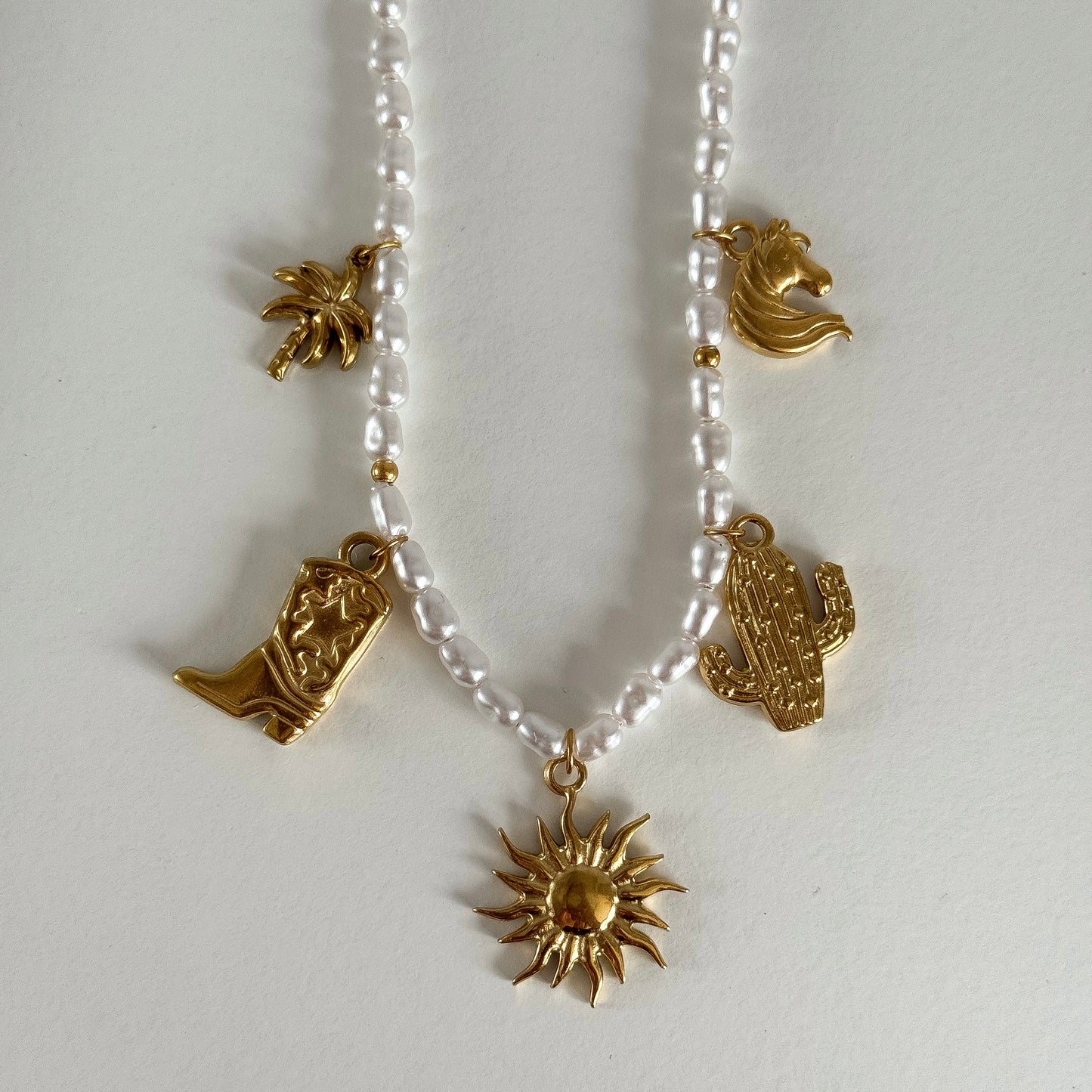 Pearl Chain Charm Necklaces