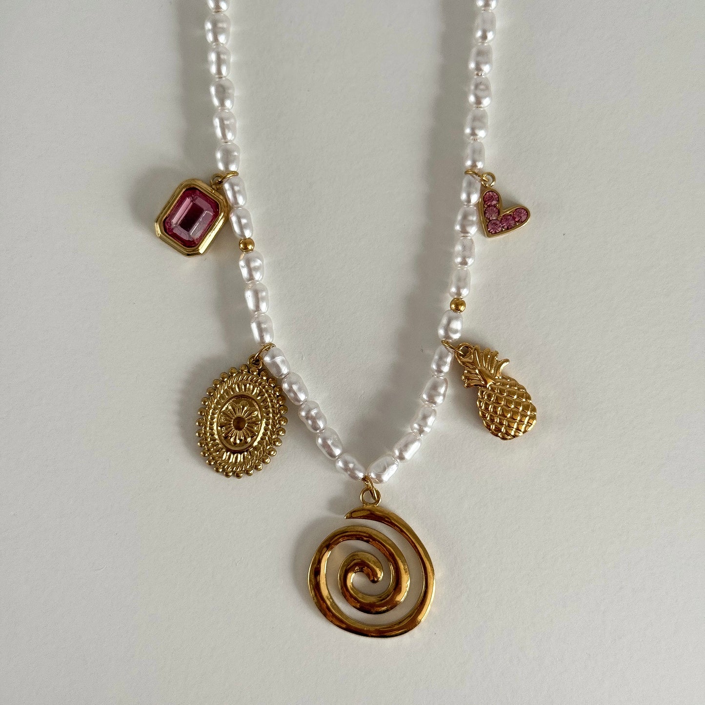 Pearl Chain Charm Necklaces