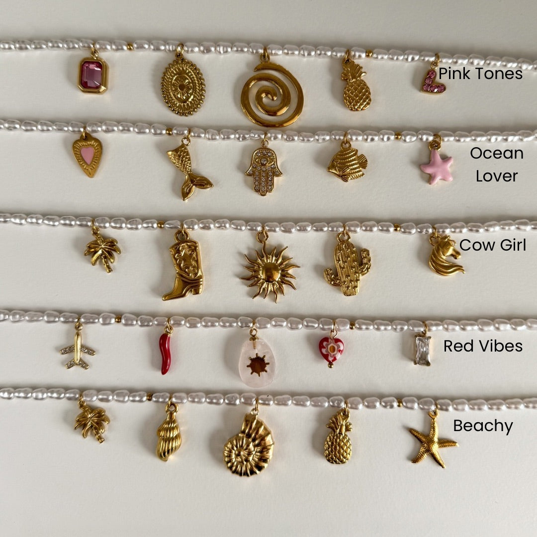 Pearl Chain Charm Necklaces
