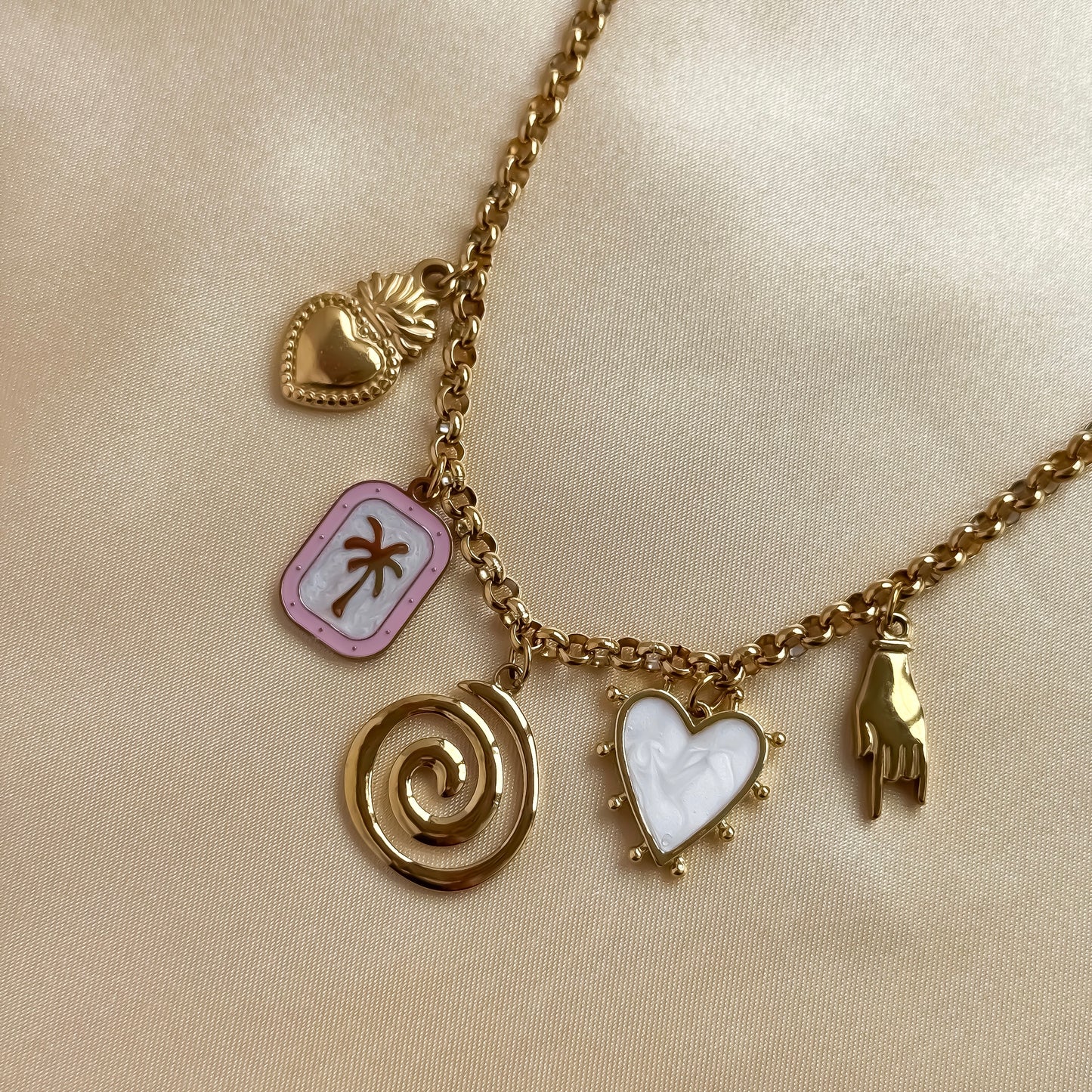 Palm Swirl Charm Necklace