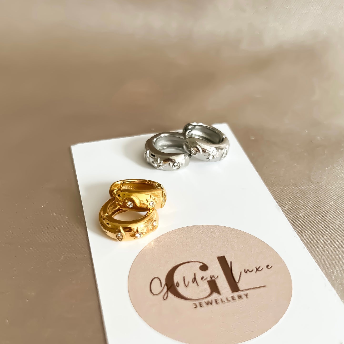 Celestial Huggie Hoop Earrings