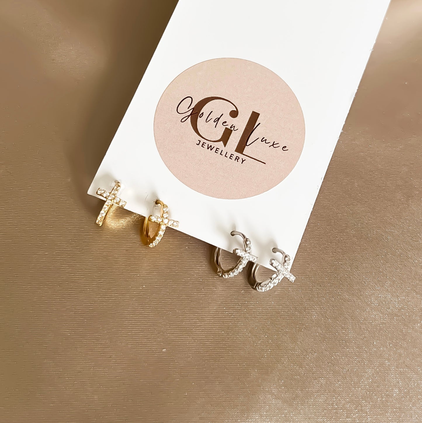 Cross Huggie Hoop Earrings