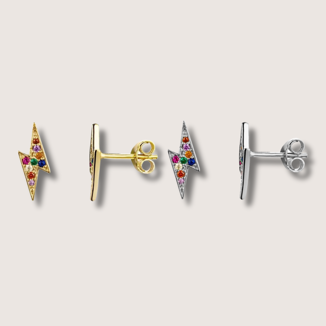 Colour Lightening Bolt Studs