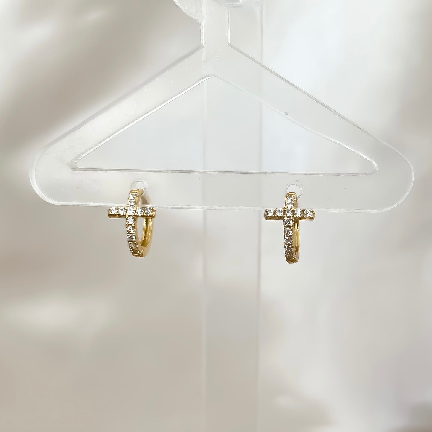 Cross Huggie Hoop Earrings