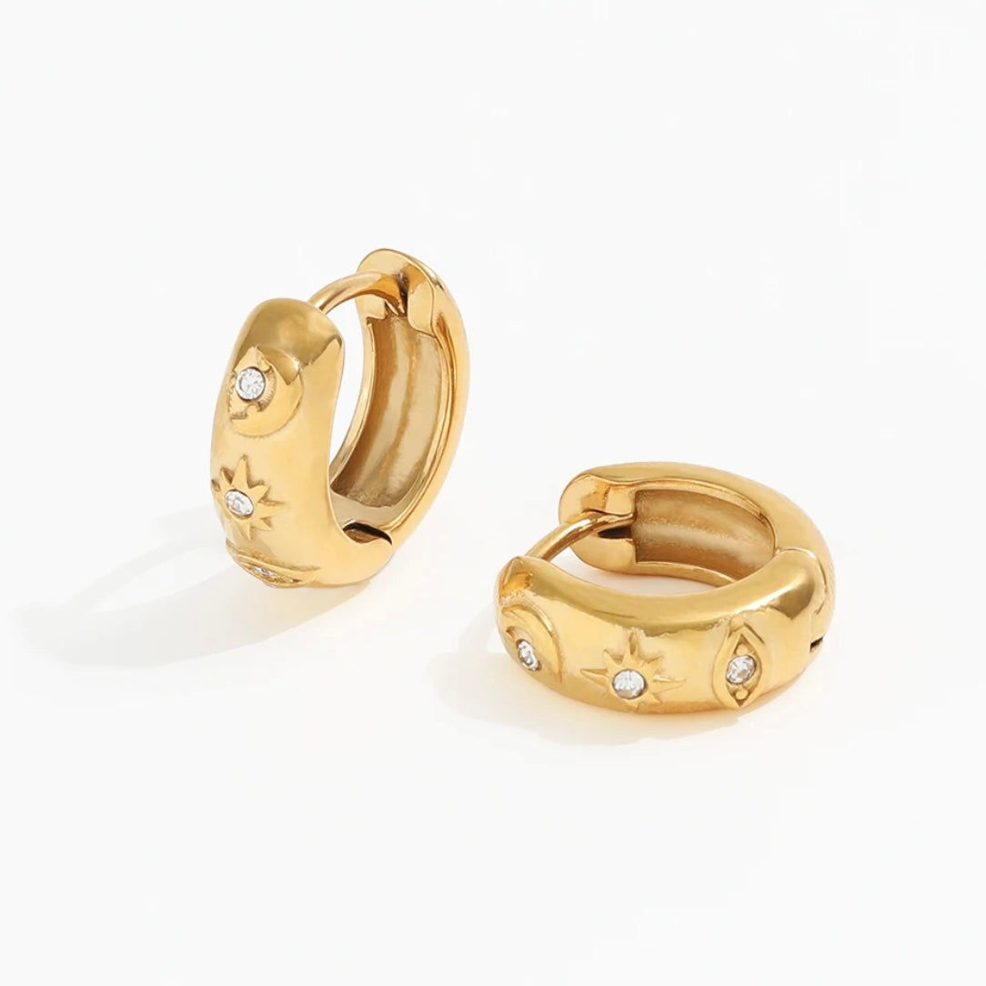 Celestial Huggie Hoop Earrings