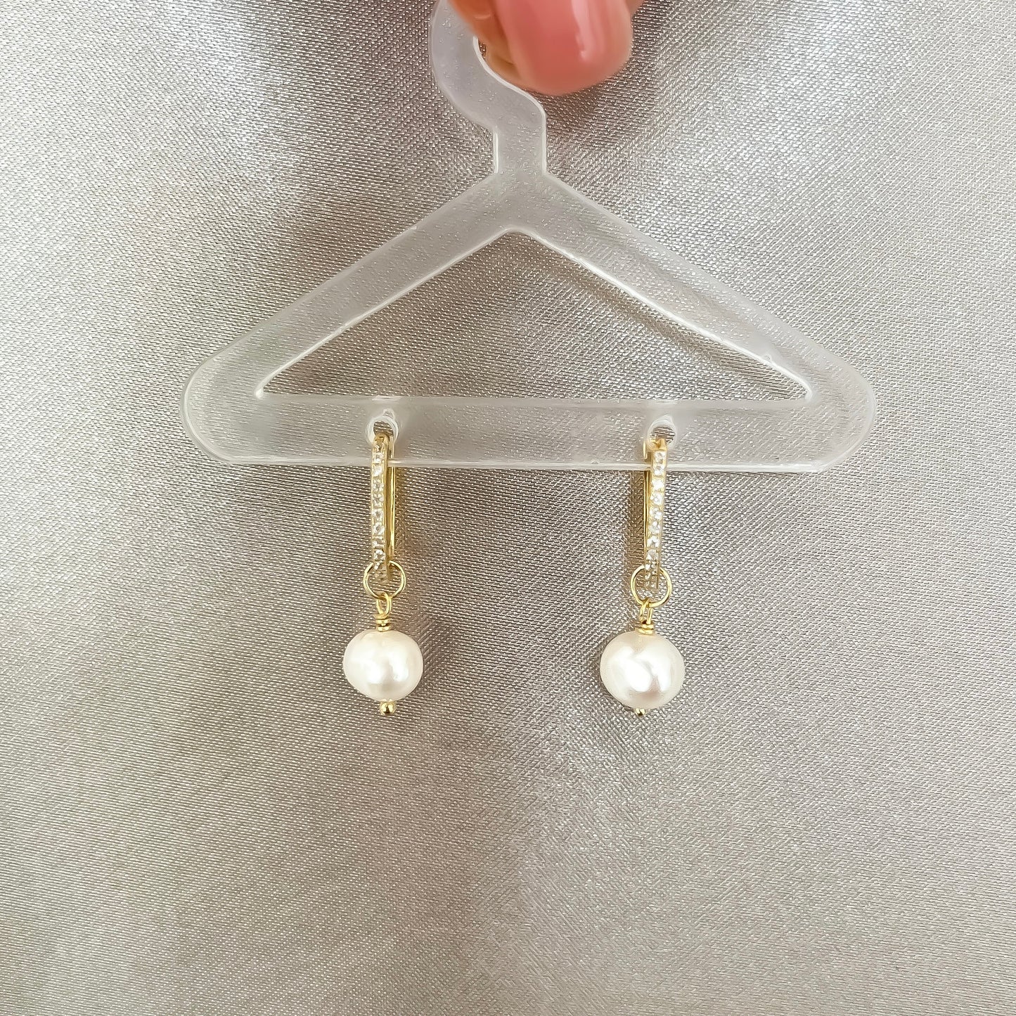 Hollie Pearl Huggie Hoop Earrings