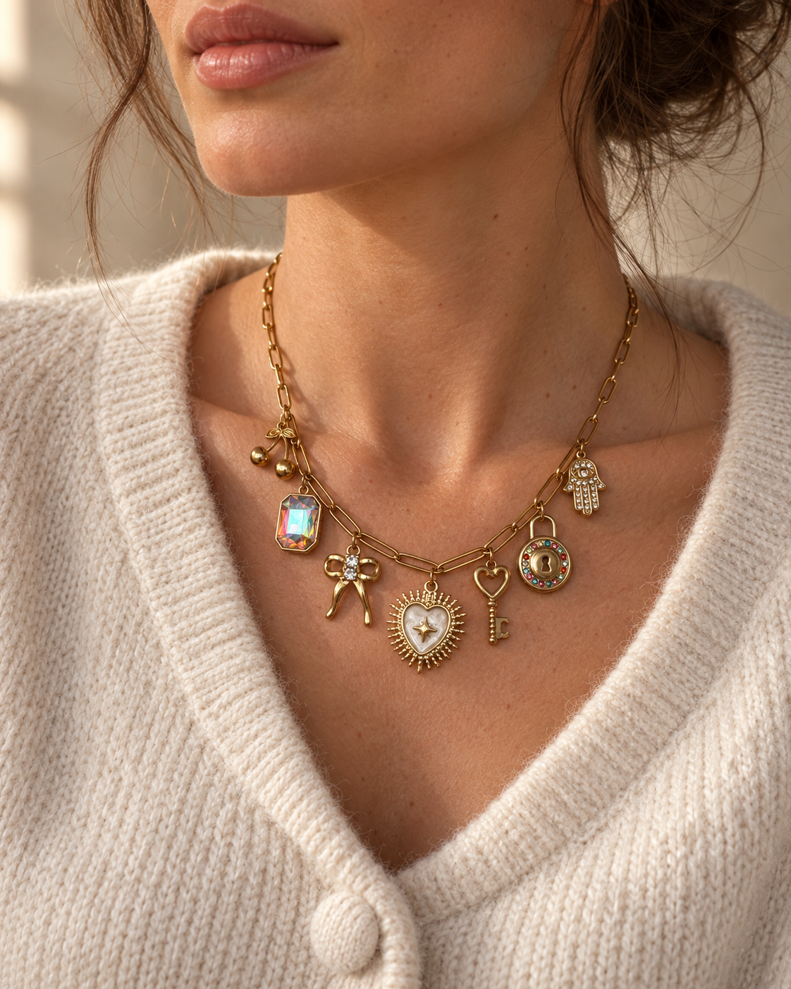 Gold and silver multi charm jewellery collection