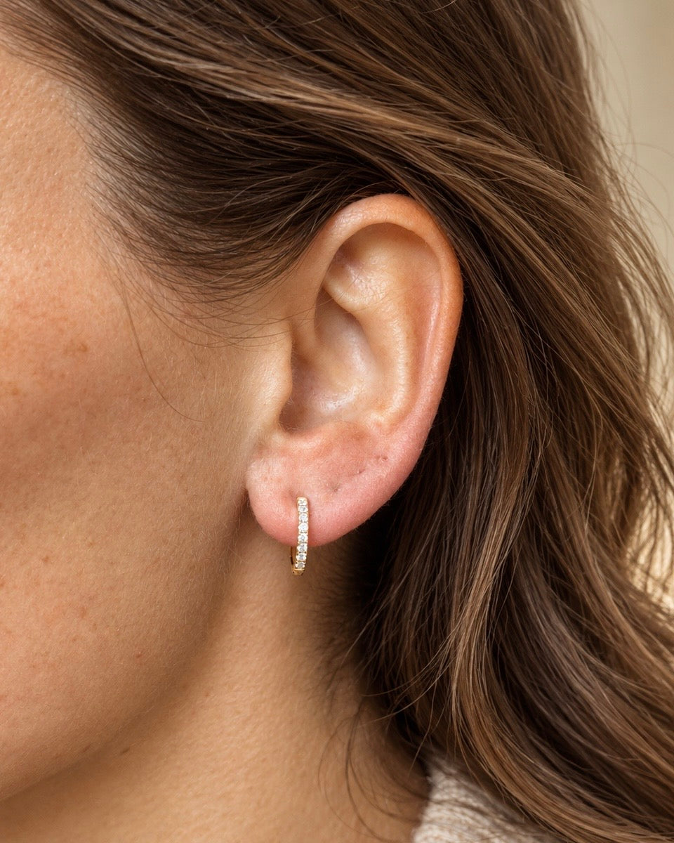 Chloe 925 sterling silver CZ huggie hoop earrings