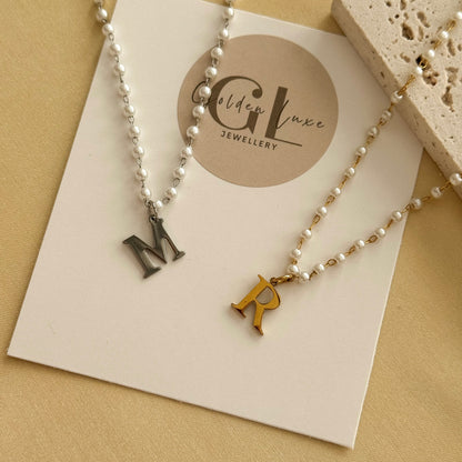 Initial Pearl Chain Necklace