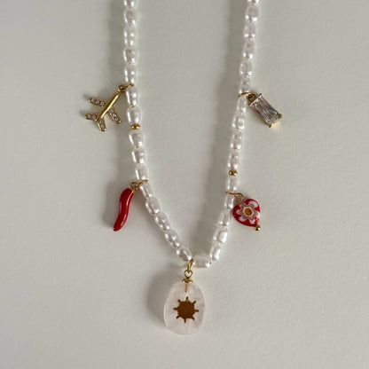 Pearl Chain Charm Necklaces