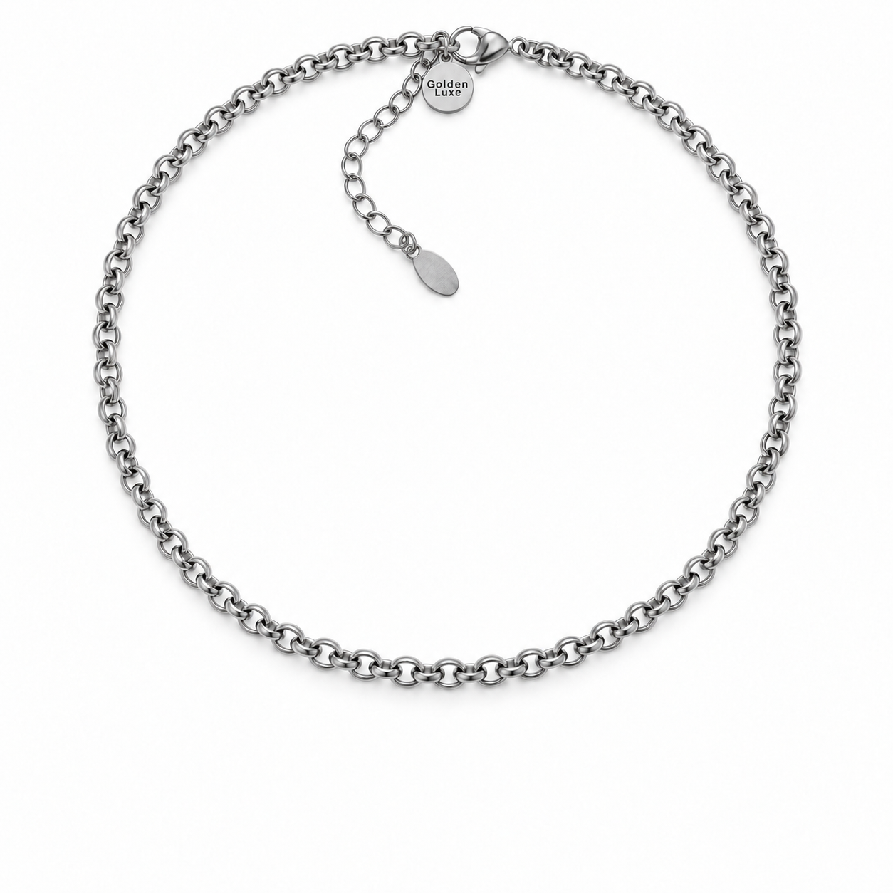 Silver rolo multi charm necklace chain