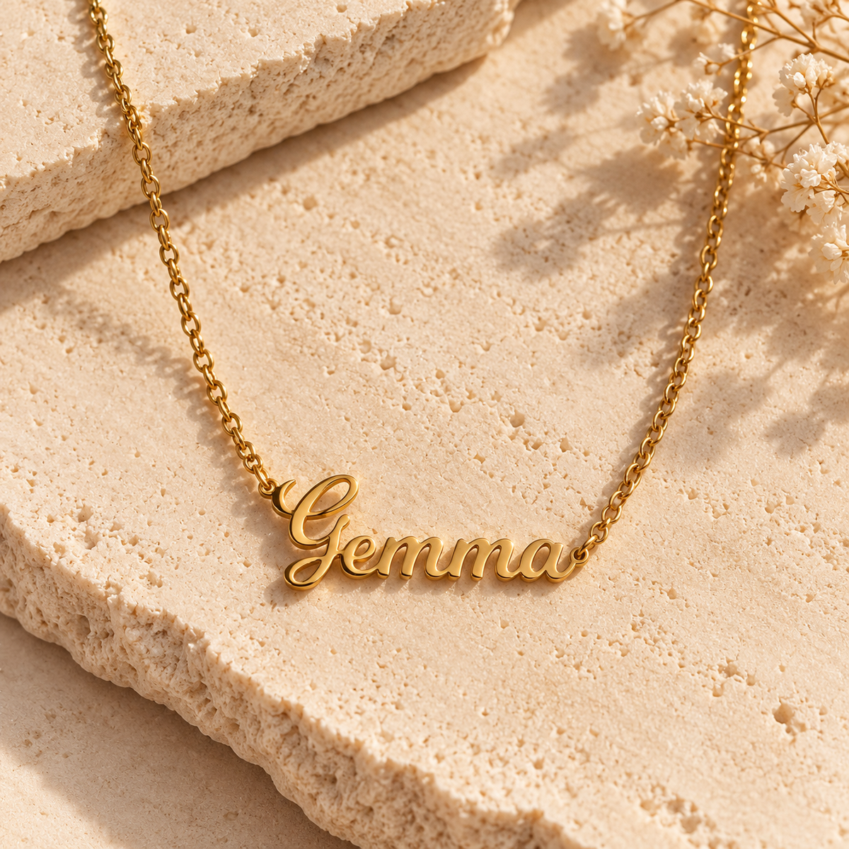 Gold personalised name necklace with custom name pendant