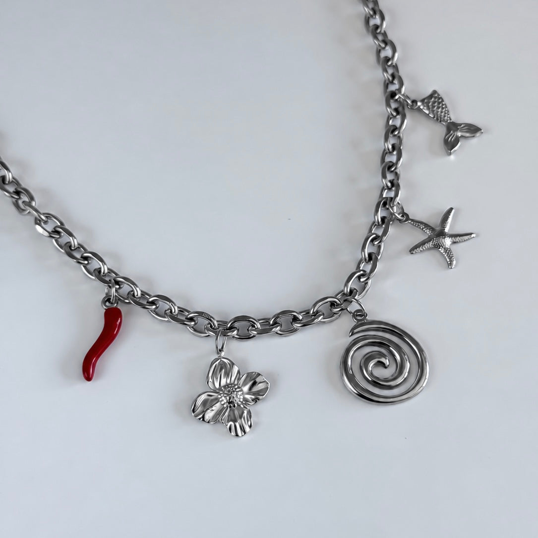 Flat Side Multi Charm Chain