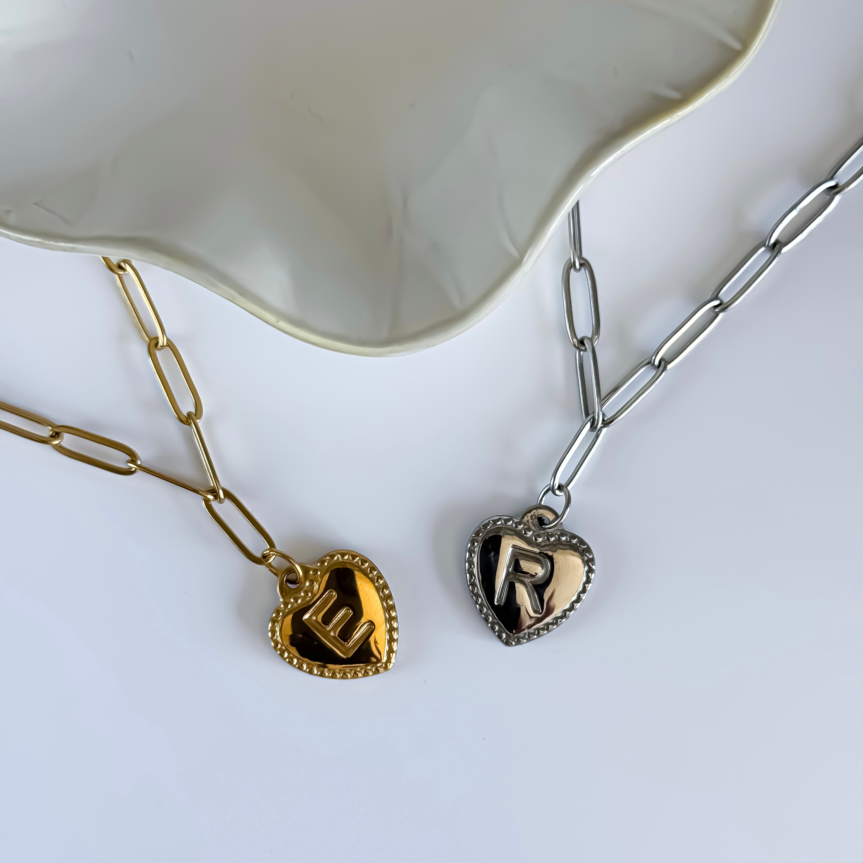 Initial Heart Paperclip Necklace