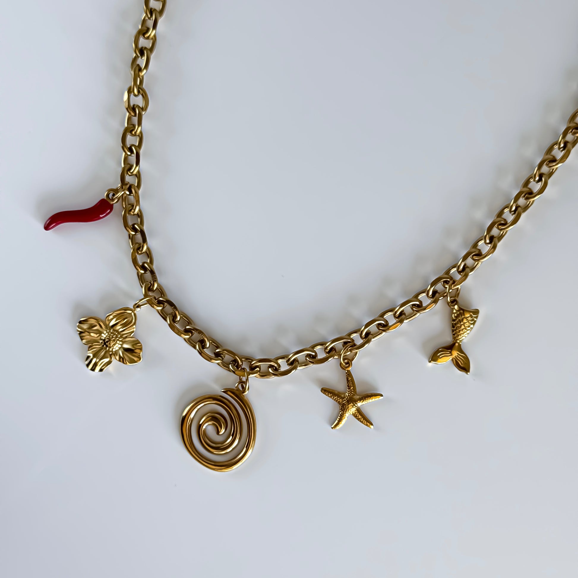 Flat Side Multi Charm Chain