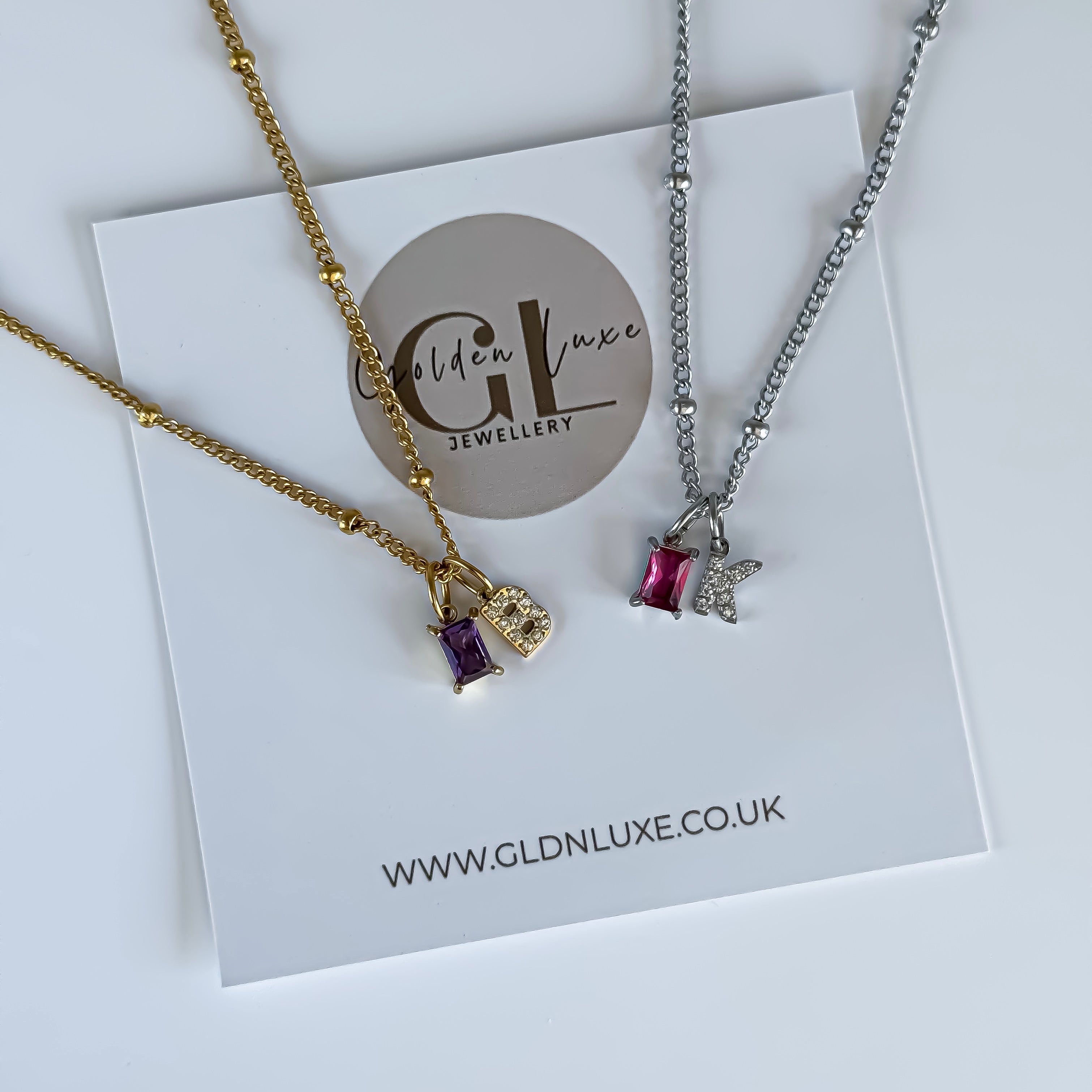 Birthstone Initial Necklace