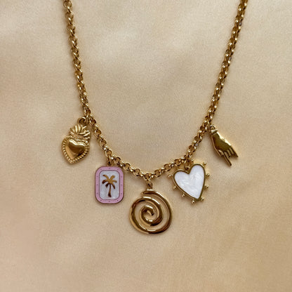 Palm Swirl Charm Necklace