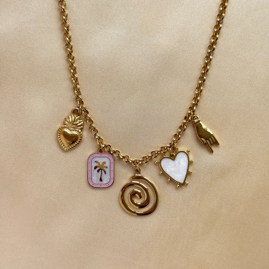 Palm Swirl Charm Necklace
