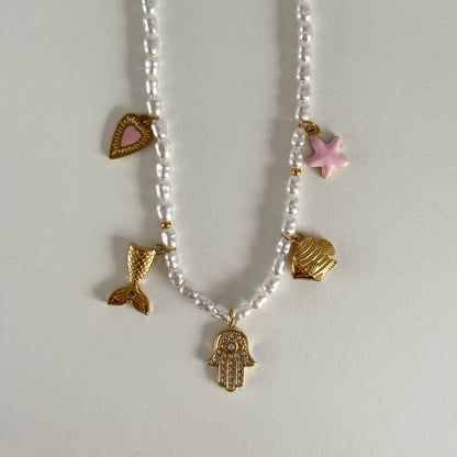 Pearl Chain Charm Necklaces