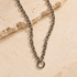 Silver chunky carabiner charm necklace with round carabiner clasp