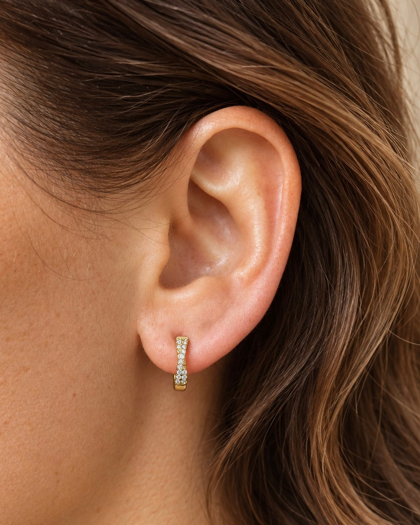 Harper Twist 925 sterling silver CZ huggie hoop earrings