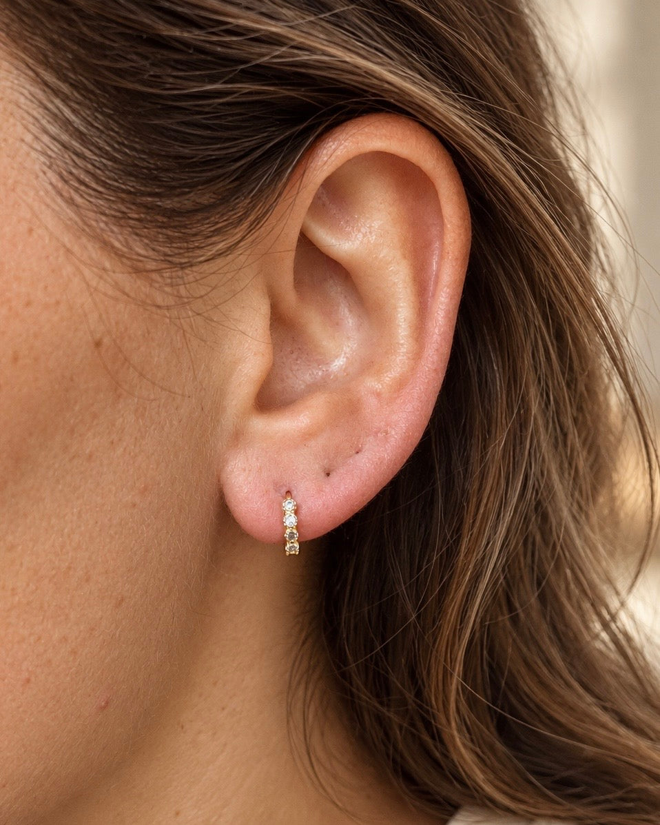 Hattie Mini 925 sterling silver CZ huggie hoop earrings