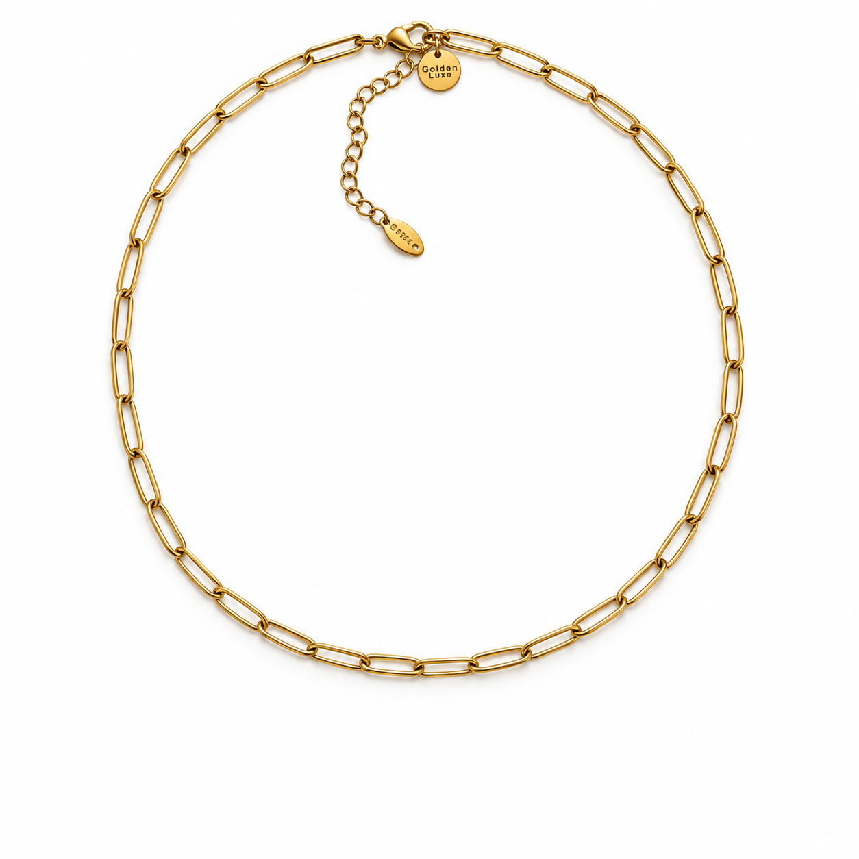 Gold paperclip multi charm necklace chain