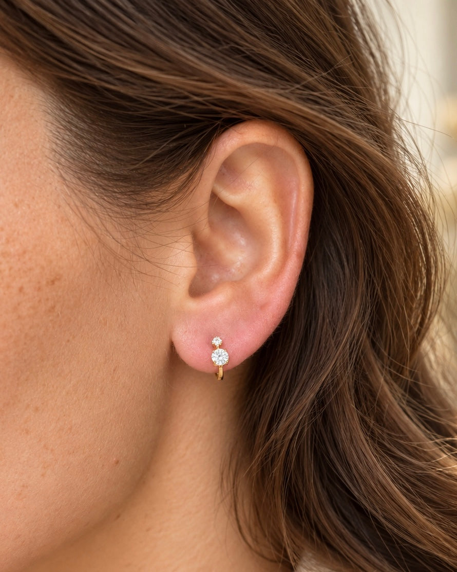 Luna Spark 925 sterling silver cubic zirconia huggie earrings