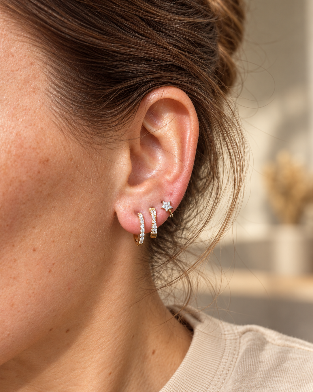 Harper twisted huggie earrings with sparkling cubic zirconia