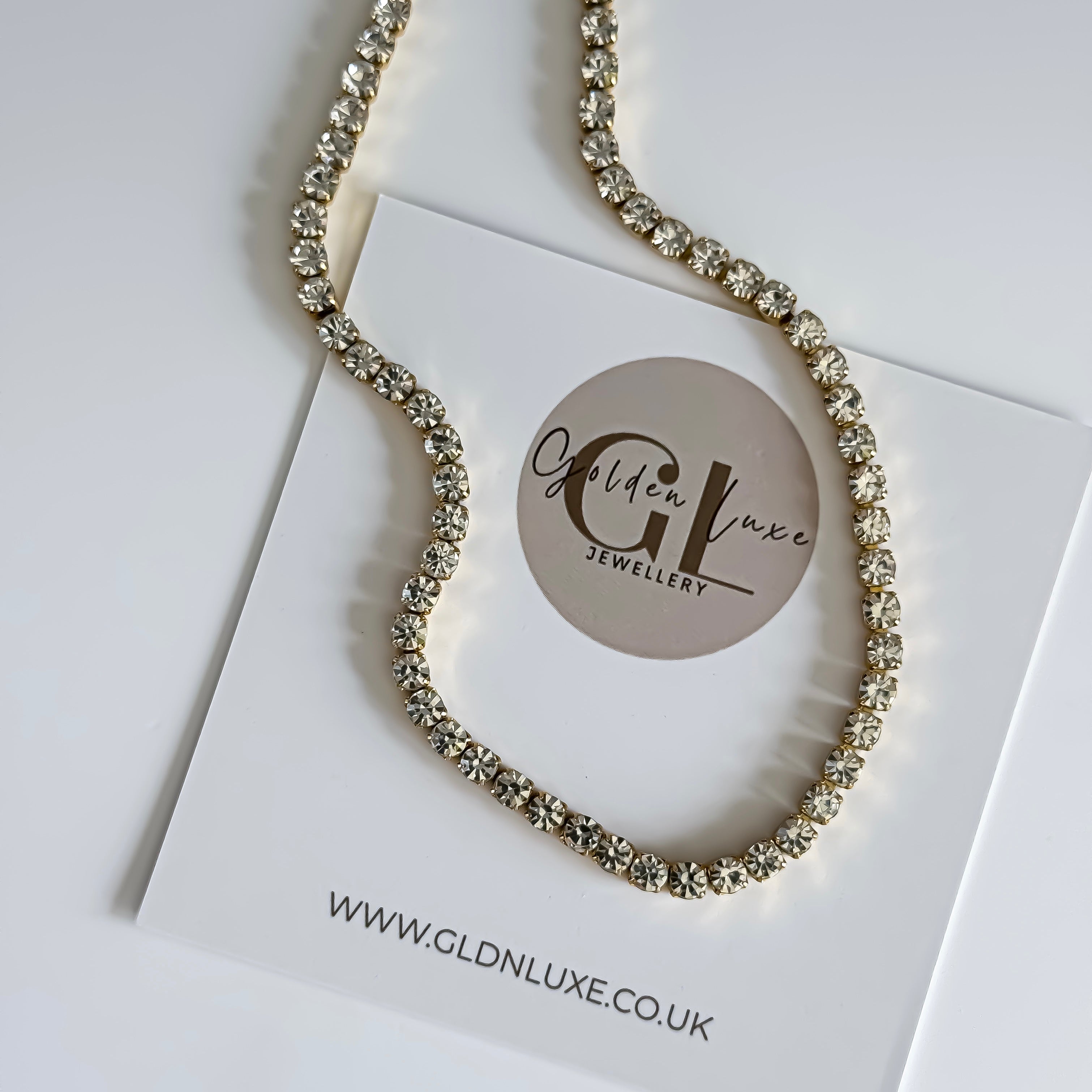Tennis Necklace on Golden Luxe Jewellery Card