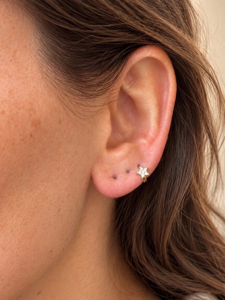 Star 925 sterling silver cubic zirconia huggie hoop earrings