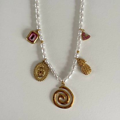 Pearl Chain Charm Necklaces
