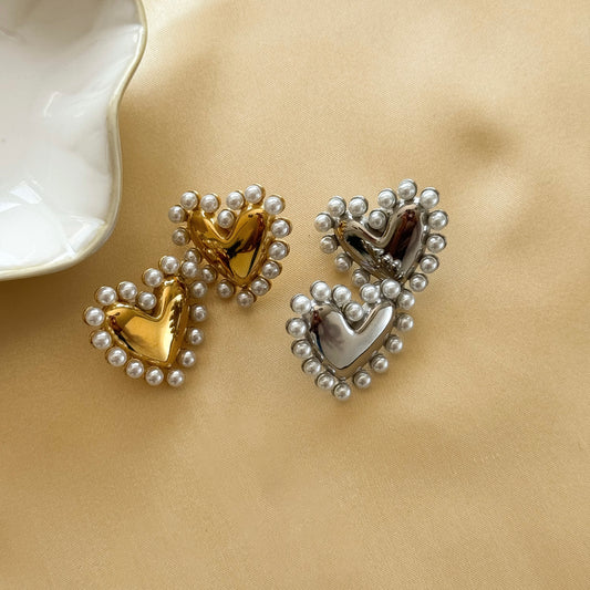 Pearl Heart Earrings