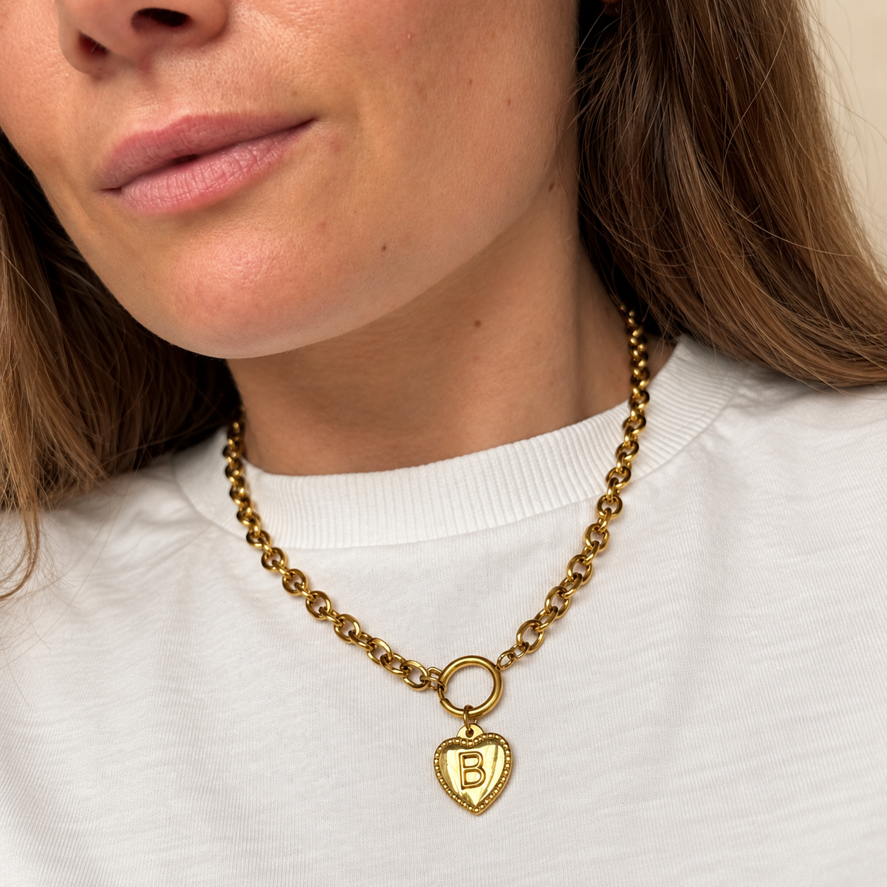 Initial Heart Charm Necklace