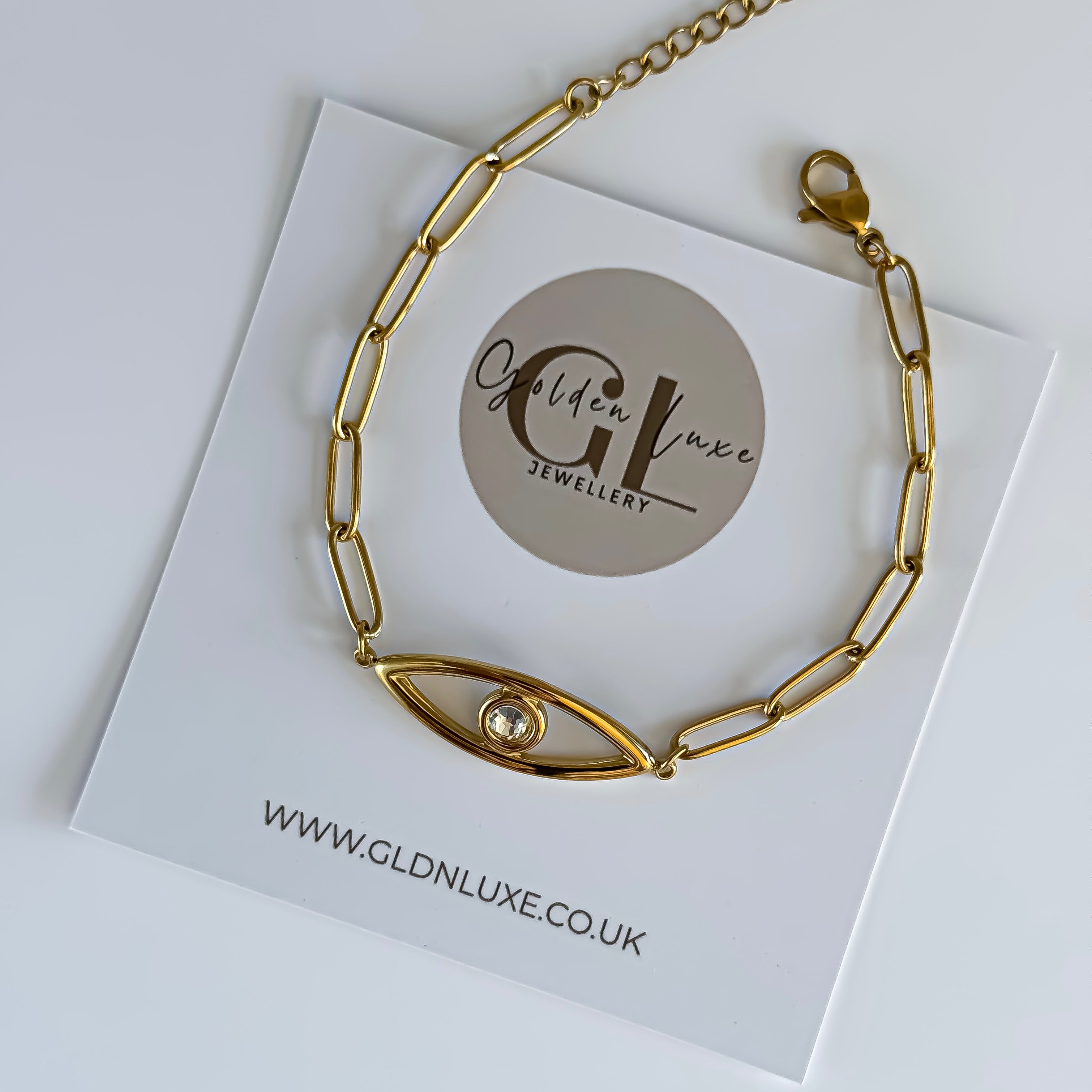 Evil Eye Paperclip Bracelet