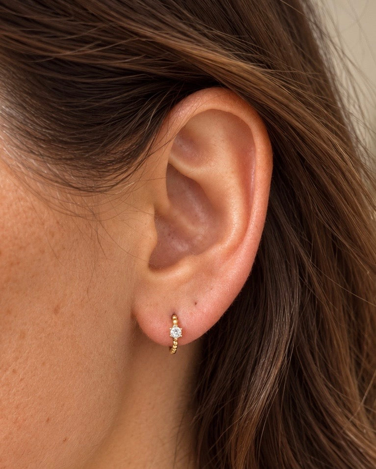 Bea 925 sterling silver CZ huggie hoop earrings