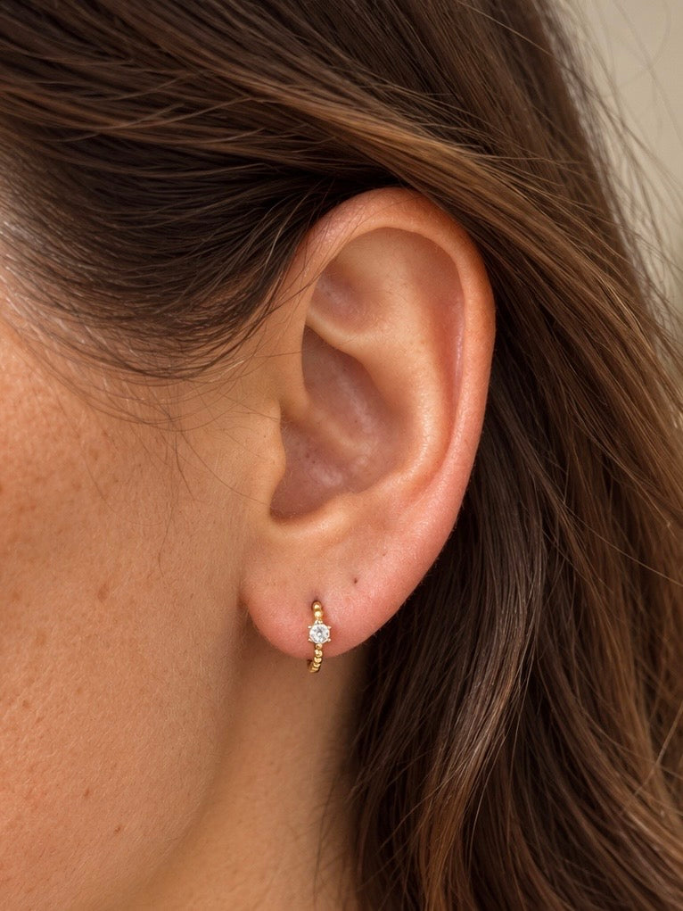 Bea 925 sterling silver CZ huggie hoop earrings