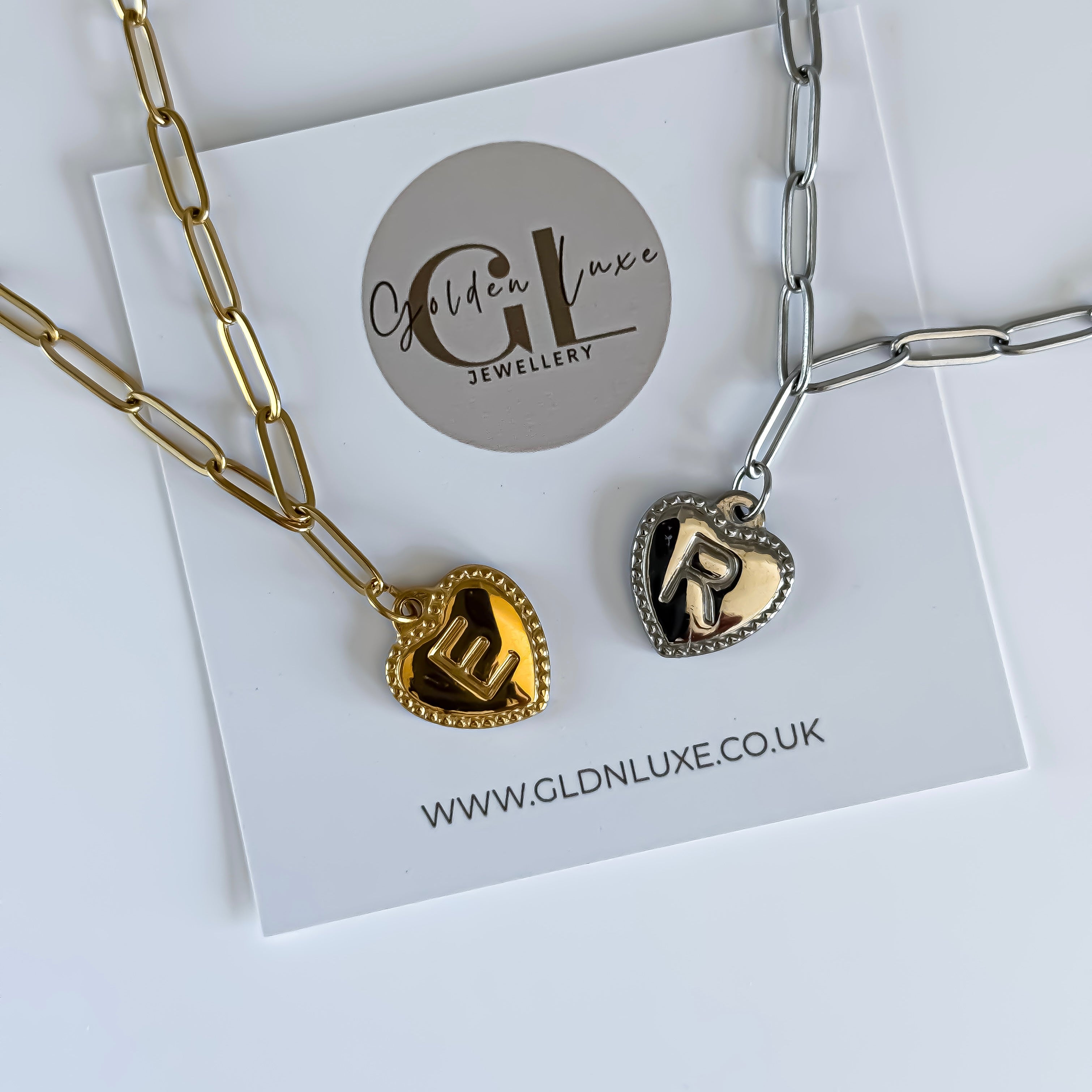 Initial Heart Paperclip Necklace
