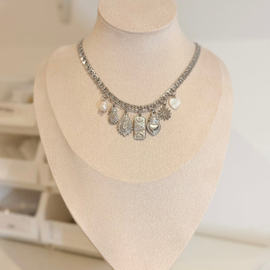 Silver Multi Charm Necklace