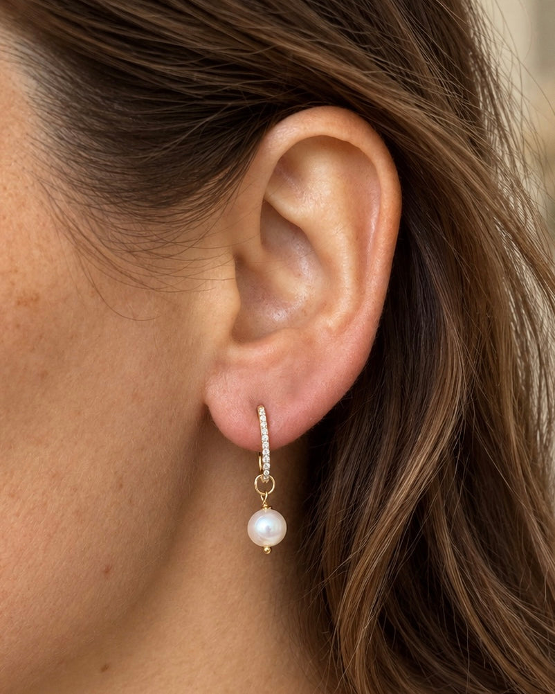 Hollie Pearl 925 sterling silver huggie hoop earrings