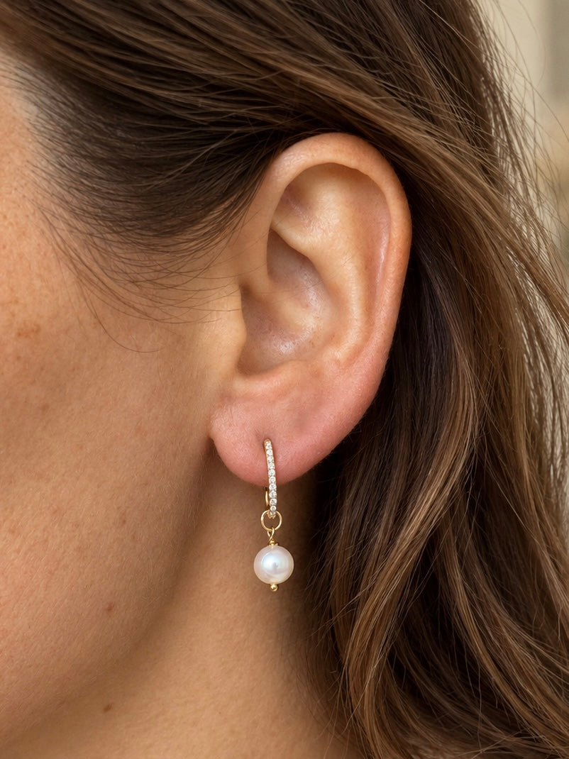 Hollie Pearl 925 sterling silver huggie hoop earrings
