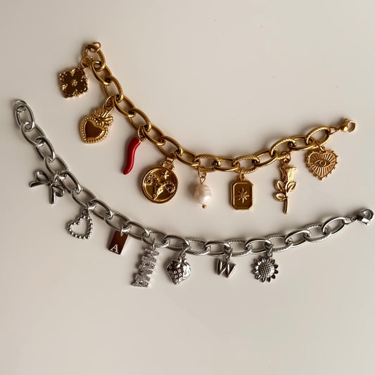 Multi Charm Chunky Chain Bracelet