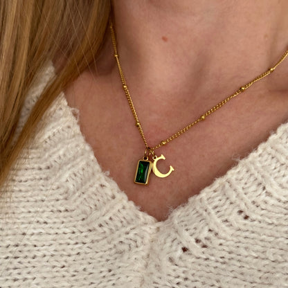 Birthstone Initial Necklace