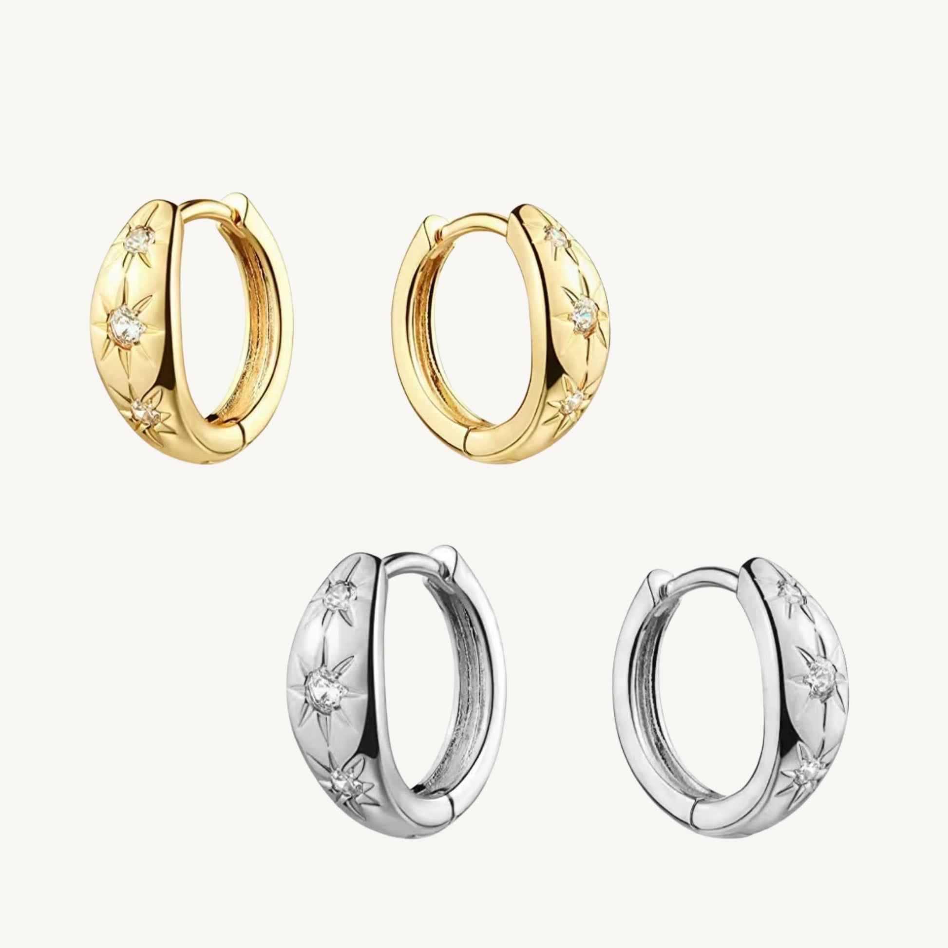 Celeste Starburst Huggie Hoop Earrings