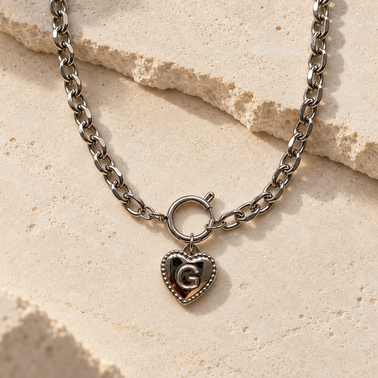 Initial Heart Charm Necklace