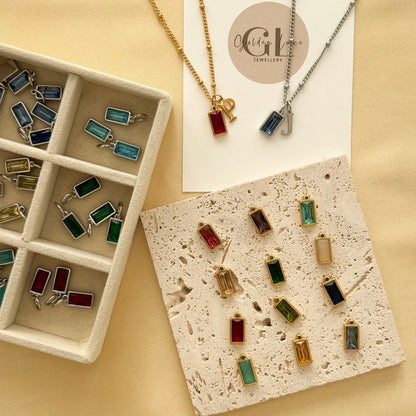 Birthstone Initial Necklace